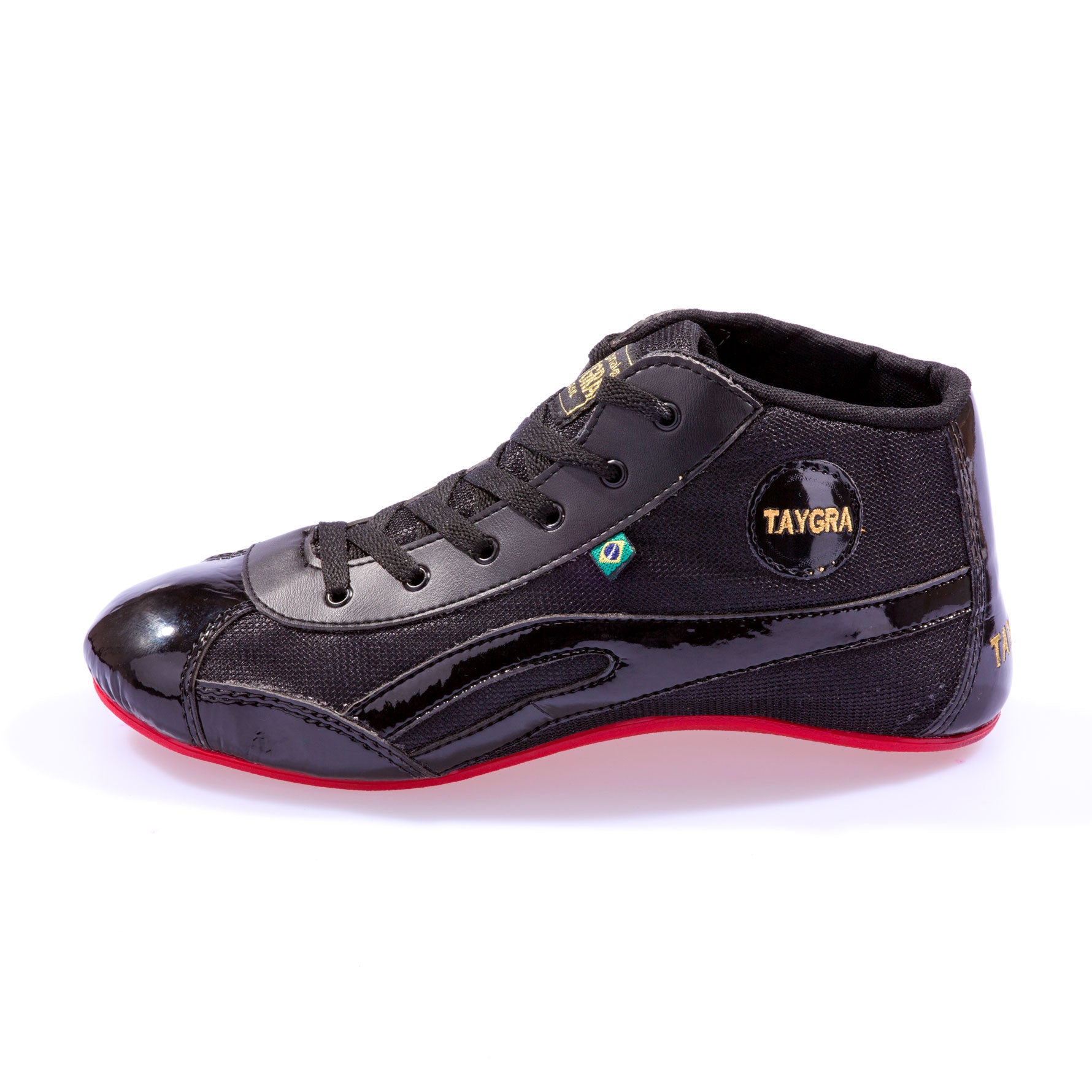 Mid-Top Dança Sneakers Black Patent & Red