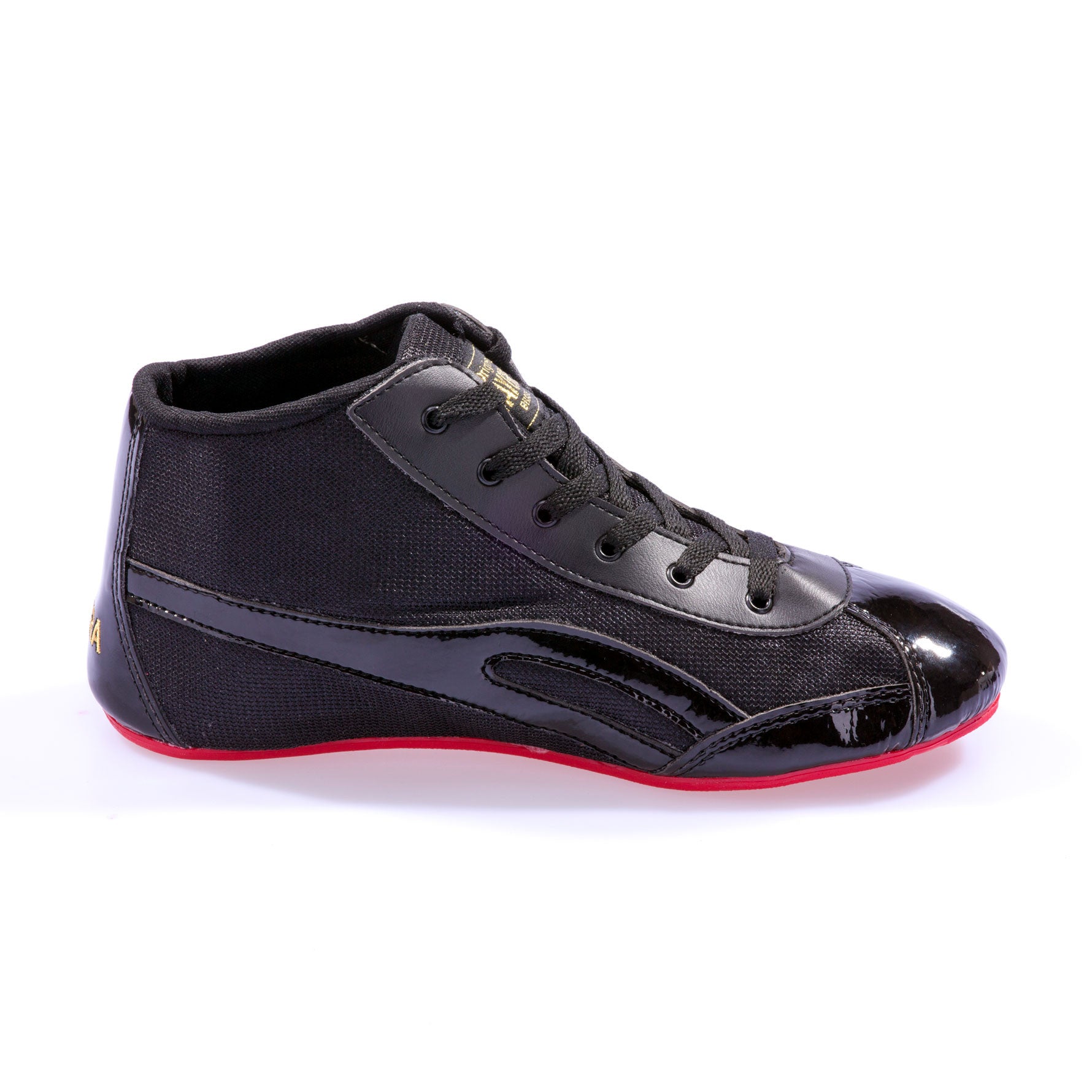 Mid-Top Dança Sneakers Black Patent & Red